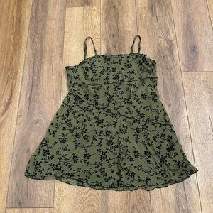SHEIN Olive Green Floral Midi Dress